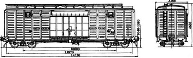 4-осный крытый вагон модели 11-270 для перевозки по железной дороге