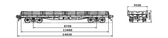 4-осная платформа модели 13-4012 для перевозки по железной дороге