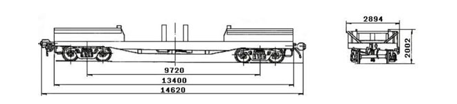 4-осная платформа модели 13-4012-10 для перевозки по железной дороге