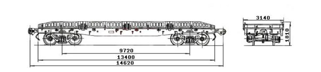 4-осная платформа модели 13-Н451 для перевозки по железной дороге