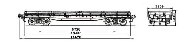 4-осная платформа модели 13-4085 для перевозки по железной дороге