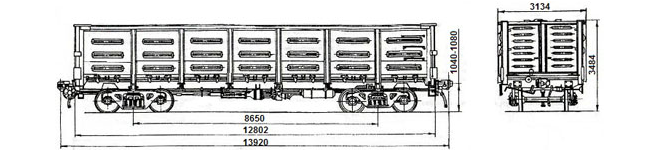 4-осный полувагон модели 12-753 для перевозки по железной дороге