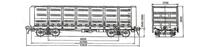4-осный полувагон модели 12-132 для перевозки по железной дороге