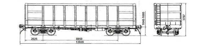 4-осный полувагон модели 12-175 для перевозки по железной дороге