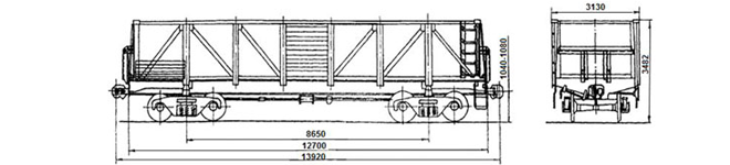 4-осный вагон модели 13-Н001 для перевозки по железной дороге