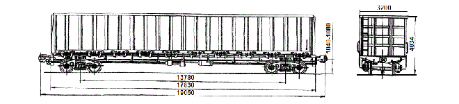 4-осный полувагон модели 22-478 для перевозки по железной дороге