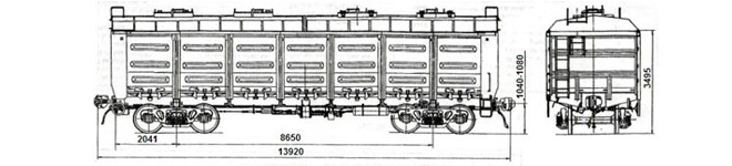 4-осный полувагон модели 12-119 для перевозки по железной дороге