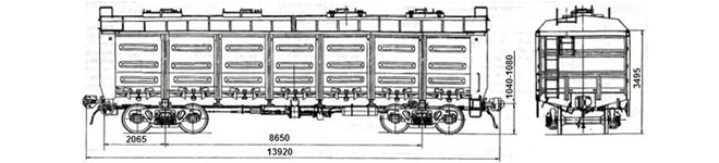 4-осный полувагон модели 12-141 для перевозки по железной дороге
