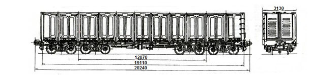 8-осный полувагон модели 12-508 для перевозки по железной дороге