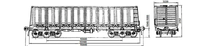 6-осный полувагон модели 12-П152 для перевозки по железной дороге