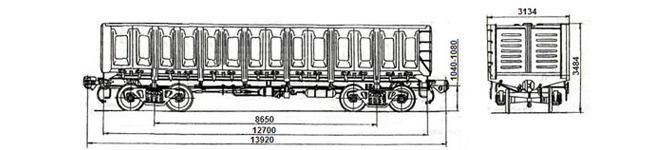 4-осный полувагон модели 12-532 для перевозки по железной дороге